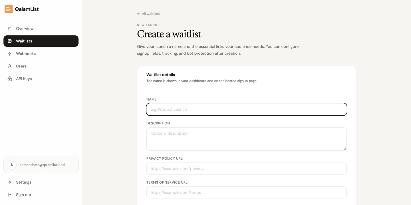 The new waitlist form