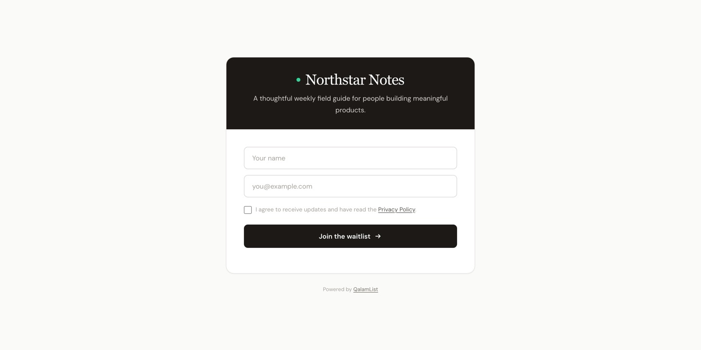 The hosted public signup page